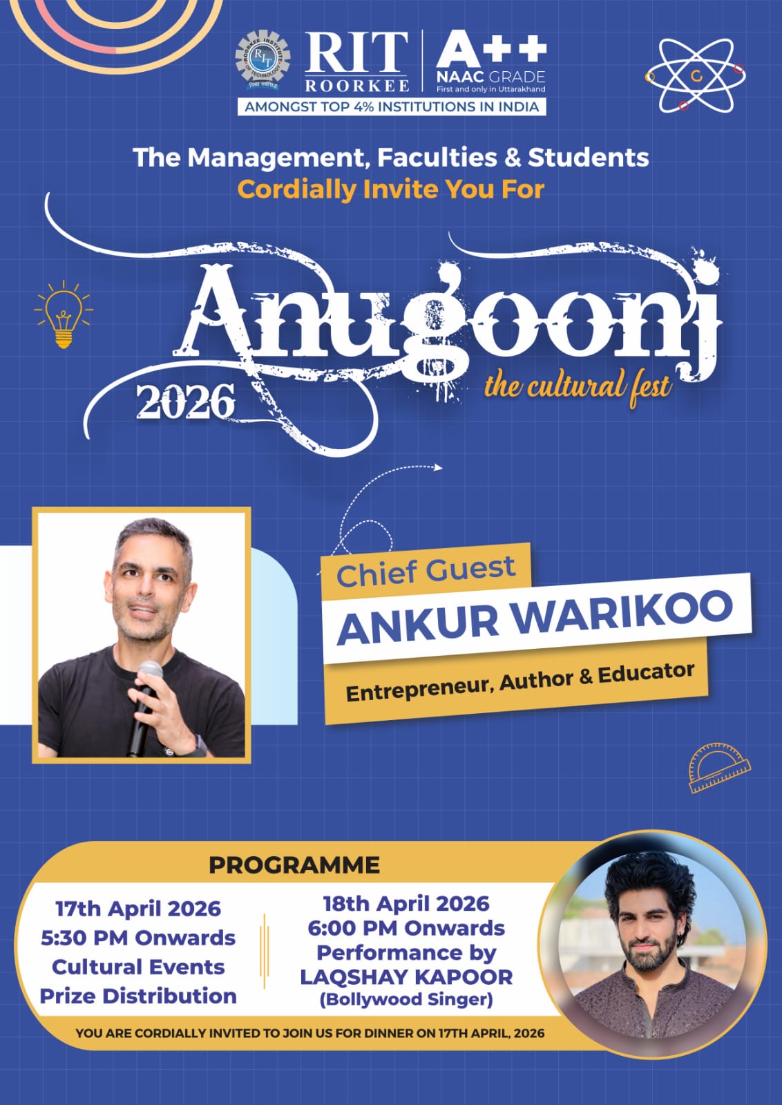 RIT Roorkee to Host ‘Anugoonj 2026’ Cultural Fest with Ankur Warikoo as Chief Guest